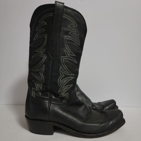 Lucchese Bootmaker Mens Black Leather Western Cowboy Rodeo Boots 9 D N96167 - Picture 3 of 13